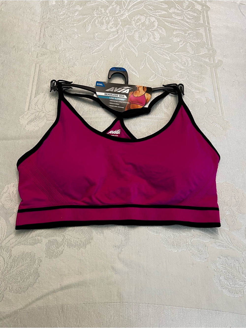 AVIA XXXL Magenta Seamless Sports Bra with Black Trim New